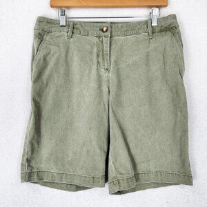 Tommy Bahama Shorts Womens 10 Green Chino Bermuda Washed Pigment Dyed Casual
